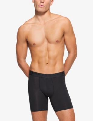Skims Mens Obsidian Branded-waistband 5in Pack Of Three Stretch-modal Boxer Briefs In Obsidian