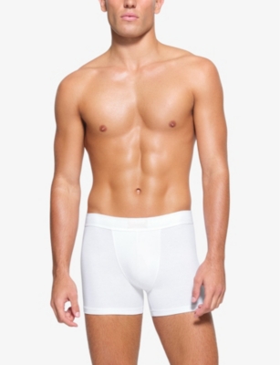 Skims Mens Chalk Branded-waistband 3in Pack Of Three Stretch-cotton Boxer Briefs In Chalk