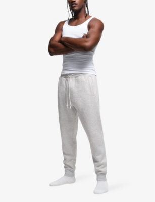 Skims Mens Light Heather Grey Tapered Soft-knit Cotton-blend Jogging Bottoms In Light Heather Grey