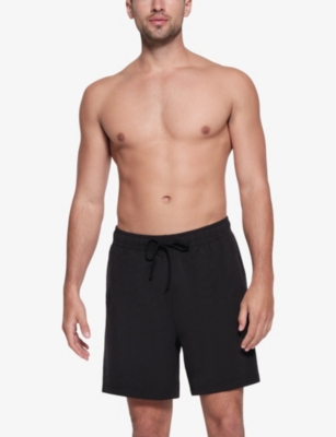 Skims Mens Obsidian Soft-knit Relaxed-fit Cotton-blend Jersey Shorts Xxl In Obsidian