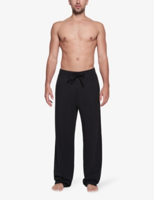 Skims Mens Obsidian Soft-knit Lounge Straight-leg Relaxed-fit Cotton-blend Jogging Bottoms In Obsidian
