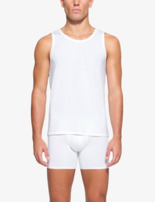 SKIMS: Crewneck slim-fit pack of three stretch-jersey tank tops