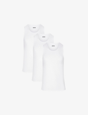 SKIMS: Crewneck slim-fit pack of three stretch-jersey tank tops