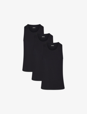 Skims 3-pack Slim Fit Stretch Modal Tanks In Obsidian