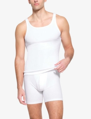 Skims 3-pack Rib Stretch Cotton Tanks In Chalk