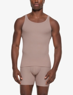 SKIMS: Ribbed slim-fit pack of three stretch-cotton tank tops