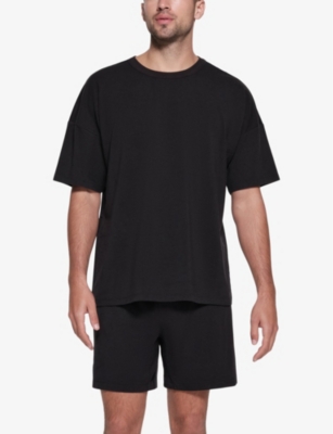 Skims Mens Obsidian Lounge Relaxed-fit Cotton-blend Jersey T-shirt In Obsidian