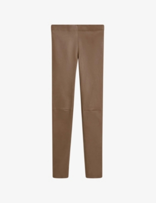 Joseph Leather Stretch Leggings In Arabica