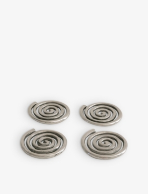 SOPHIE LOU JACOBSEN: Spiral metal coasters set of four 8.8cm
