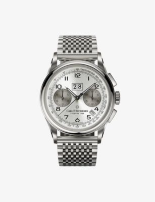 CARL F BUCHERER MENS 00.10803.08.12.23 HERITAGE BICOMPAX ANNUAL STAINLESS-STEEL AUTOMATIC WATCH SILVER 