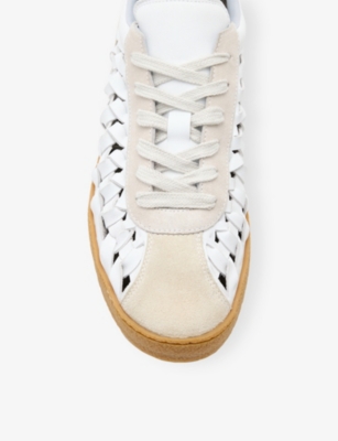 Shop Allsaints Womens  Velma Leather And Suede Low-top Trainers In Chalk White