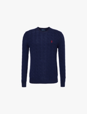 POLO RALPH LAUREN: Crewneck cable-knit wool and cashmere-blend knit jumper