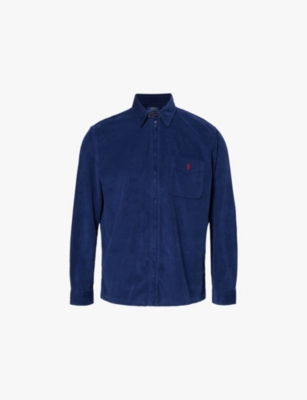 POLO RALPH LAUREN: Classic zip-front logo-embroidery cotton-corduroy shirt