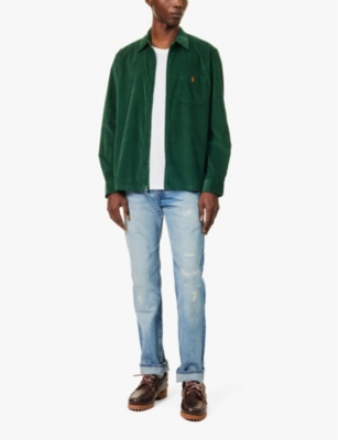POLO RALPH LAUREN: Classic zip-front logo-embroidery cotton-corduroy shirt