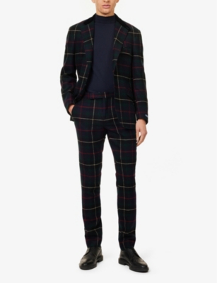 Shop Polo Ralph Lauren Mens  Plaid-print Straight-leg Wool Trousers In Multi