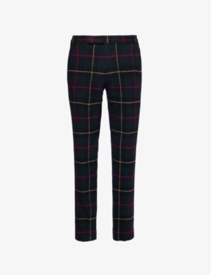 Shop Polo Ralph Lauren Mens  Plaid-print Straight-leg Wool Trousers In Multi