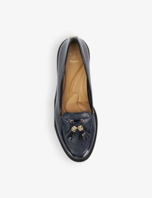 DUNE WOMENS DUNE GRAPE TEXTURED-VAMP PATENT LOAFERS 