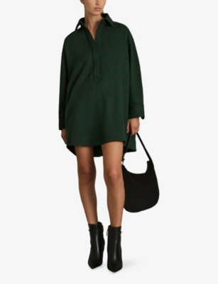 Reiss Womens Green Lauren Long-sleeved Woven Mini Dress In Green