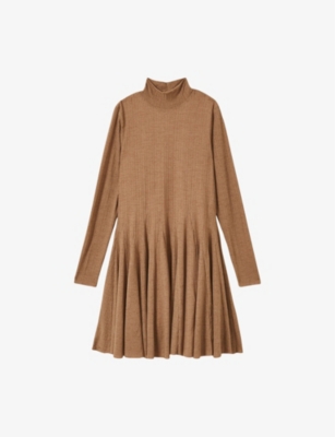REISS: Savannah Ribbed Flared Jersey Mini Dress