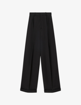 LOEWE: Pleated wide-leg mid-rise cotton-blend trousers