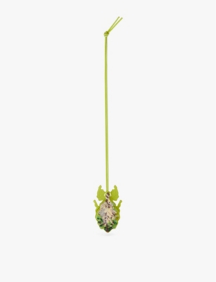 LOEWE: Leaf insect beaded leather key charm
