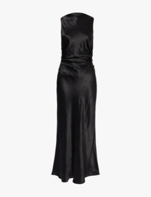 Reformation Casette Open-back Silk Dress In Black