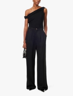 REFORMATION: Cello asymmetric ruched jersey top