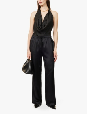 REFORMATION: Olina drawstring relaxed-fit straight-leg silk-satin trousers