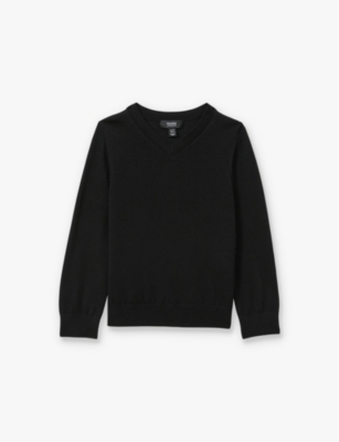 REISS: Long-sleeve V-neck merino-wool jumper 3-9 years