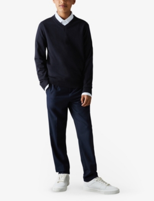 REISS: Long-sleeve V-neck merino-wool jumper 3-9 years