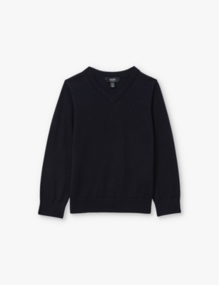 REISS: Long-sleeve V-neck merino-wool jumper 3-9 years