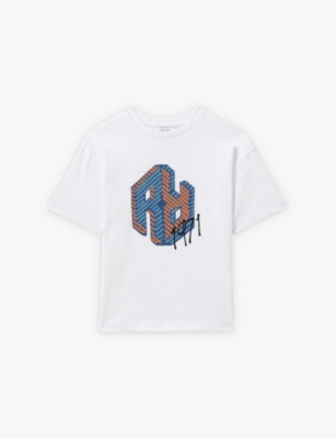 Shop Reiss Luka Graphic-print Oversized Cotton T-shirt 3-13 Y In Optic White