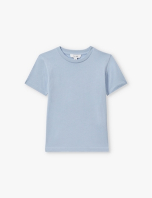 Reiss Kids' Crewneck Short-sleeve Cotton T-shirt 3-9 Years Soft Blu In Blue