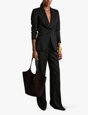 Shop Reiss Womens Black Millie Peak-lapel Woven Blazer
