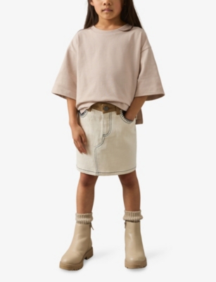 REISS: Cassy dropped-shoulder oversized cotton T-shirt 13-14 years