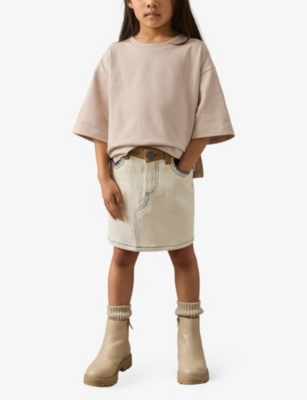 REISS BLUSH CASSY DROPPED-SHOULDER OVERSIZED COTTON T-SHIRT 4-9 