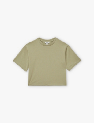 REISS: Cassy dropped-shoulder oversized cotton T-shirt 4-9 years