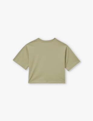 Shop Reiss Cassy Dropped-shoulder Oversized Cotton T-shirt 9-13 Y In Sage