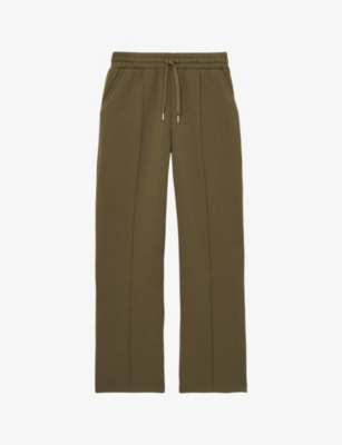 Reiss Womens Sophia Pintuck Stretch-jersey Jogging Bottoms Khaki In Khaki
