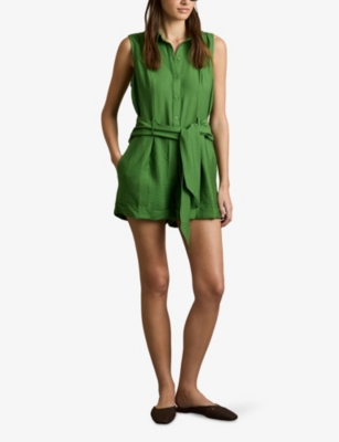 REISS: Millie Belted Beach Woven Playsuit