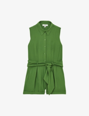REISS: Millie Belted Beach Woven Playsuit