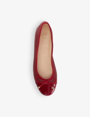 Shop Dune Womens  Highest Toe-cap Leather Ballet Pumps In Dark Red Leather