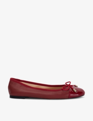 Shop Dune Womens  Highest Toe-cap Leather Ballet Pumps In Dark Red Leather