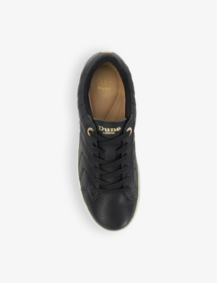 Dune Womens Black Leather Egent Quilted Platform-sole Lace-up Leather Trainers In Black Leather