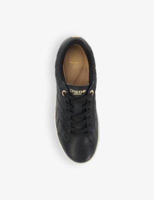 Shop Dune Womens  Egent Quilted Platform-sole Lace-up Leather Trainers In Black Leather