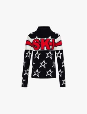 Shop Perfect Moment Womens Black Brixen Star-print Wool Jumper
