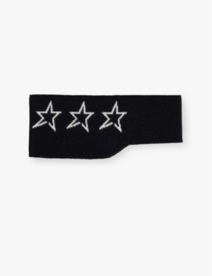 Perfect Moment Womens  Star-print Knitted Wool Headband In Jet Black