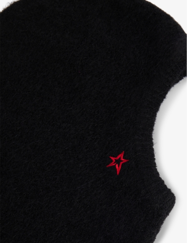 Star-embroidery brushed stretch-wool blend balaclava
