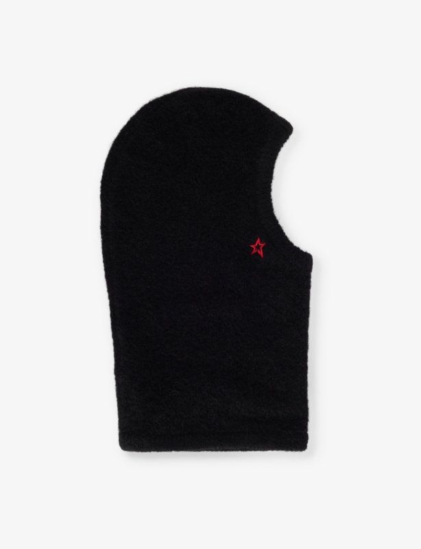 Star-embroidery brushed stretch-wool blend balaclava