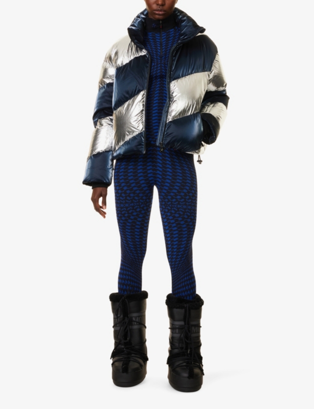 Mojo Puffer stripe-panel foil shell-down jacket
